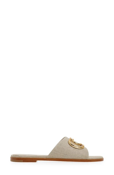 Shop Off-white Paper Clip Slide Sandal In Beige Gold