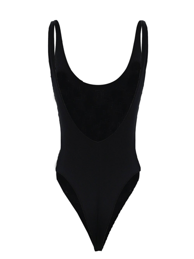 Shop Elisabetta Franchi Logoed Beachwear In Black
