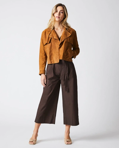Reid Suede Cropped Trench In Caramel