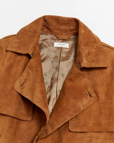 Reid Suede Cropped Trench In Caramel