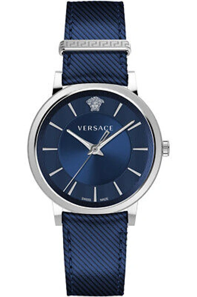 Pre-owned Versace Unisex Wristwatch  Ve5a00120 Leather Blue Ijp