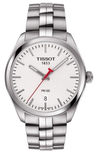 Pre-owned Tissot Nba Pr 100 Silver Dial Men's Watch T101.410.11.031.01