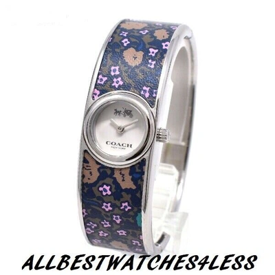 Pre-owned Coach 14502732 Scouth Floral Bangle Stainless Steel Women's Watch $350