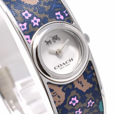 Pre-owned Coach 14502732 Scouth Floral Bangle Stainless Steel Women's Watch $350