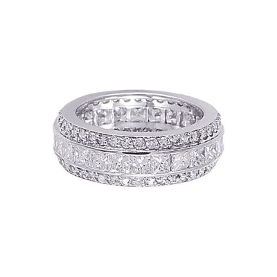 Pre-owned Morris & David 4.92 Carat Natural Diamond Eternity Ring Band Si 18k White Gold Width 7 Mm