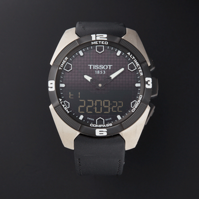 Pre-owned Tissot T-touch Expert Solar Analog-digital Titanium Men's Watch Leather