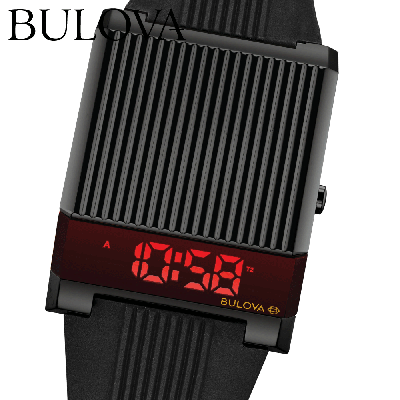 Pre-owned Bulova Archive Series Computron 98c135 Led Digital Watch Black Mens Watch Japan