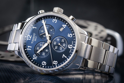 Pre-owned Tissot T116.617.11.047.01 Chrono Xl 45mm Blue Dial Quartz (fedex 2 Day)