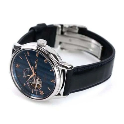Pre-owned Seiko Presage Japanese Garden Blue Dial Blue Leather Men's Watch Ssa421j1