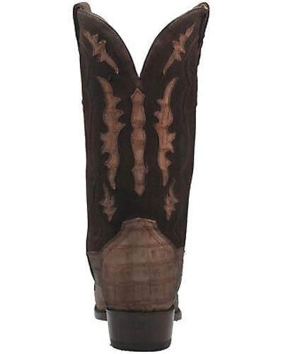 Pre-owned Dan Post Men's Stalker Exotic Caiman Western Boot - Square Toe Taupe 8 Ee In Brown