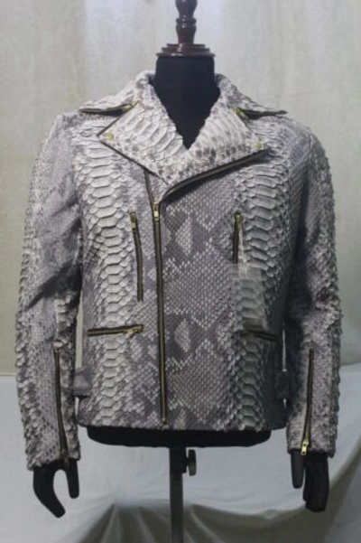 Pre-owned Handmade Genuine Dragon King Python Skin Jacket Coat All Sizes Upto13xl74" Pre Sale In Black