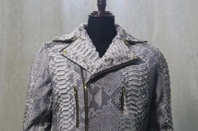 Pre-owned Handmade Genuine Dragon King Python Skin Jacket Coat All Sizes Upto13xl74" Pre Sale In Black