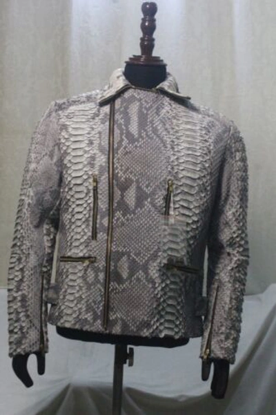 Pre-owned Handmade Genuine Dragon King Python Skin Jacket Coat All Sizes Upto13xl74" Pre Sale In Black