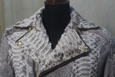 Pre-owned Handmade Genuine Dragon King Python Skin Jacket Coat All Sizes Upto13xl74" Pre Sale In Black