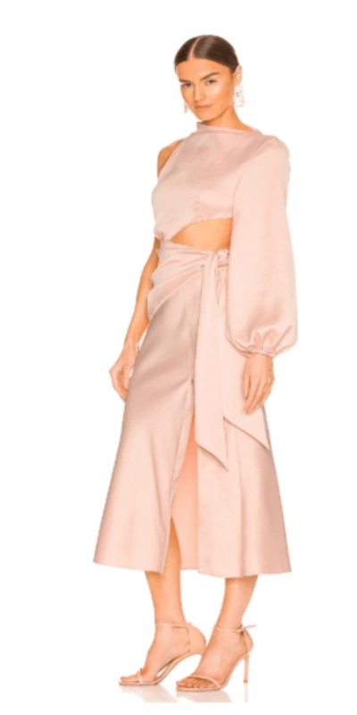 Pre-owned Misha Collection X Revolve Maryan Dress In Pink Rose Cloud Cut Out Faux Wrap