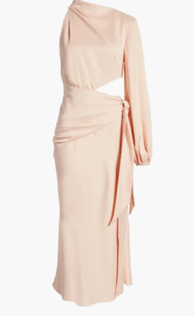Pre-owned Misha Collection X Revolve Maryan Dress In Pink Rose Cloud Cut Out Faux Wrap