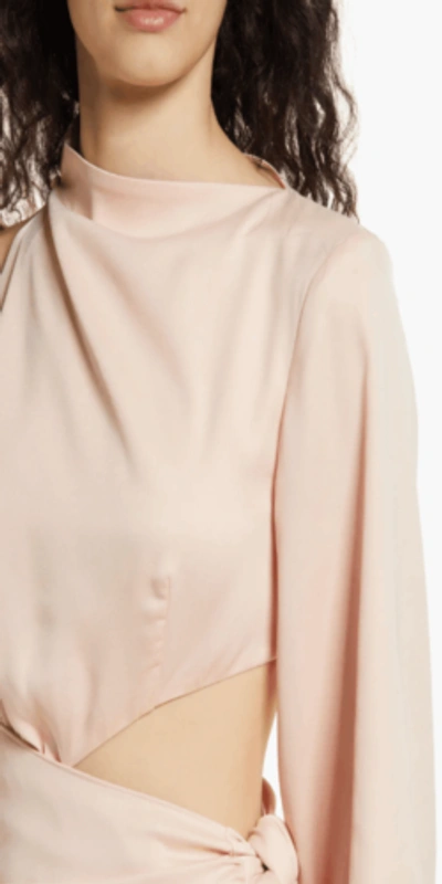 Pre-owned Misha Collection X Revolve Maryan Dress In Pink Rose Cloud Cut Out Faux Wrap