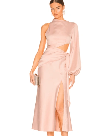 Pre-owned Misha Collection X Revolve Maryan Dress In Pink Rose Cloud Cut Out Faux Wrap