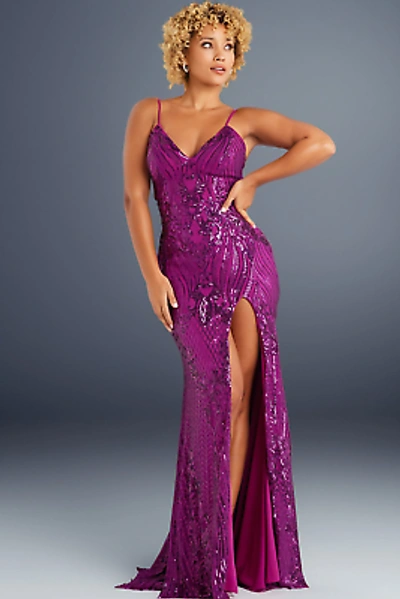 JOVANI Pre-owned 38337 Evening Dress Lowest Price Guarantee Authentic In Purple