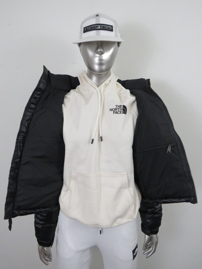 Pre-owned The North Face Womens  Retro Nuptse 2000 Short Crop 700-down Jacket - Black In Tnf Black / Grey Reflective Logo