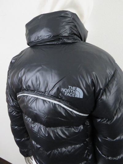 Pre-owned The North Face Womens  Retro Nuptse 2000 Short Crop 700-down Jacket - Black In Tnf Black / Grey Reflective Logo