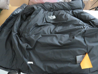 Pre-owned The North Face Womens  Retro Nuptse 2000 Short Crop 700-down Jacket - Black In Tnf Black / Grey Reflective Logo