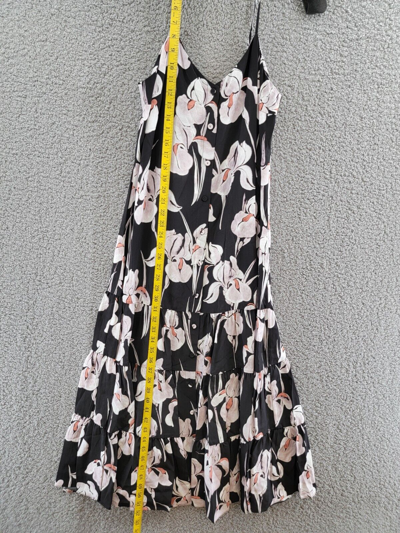 Pre-owned Jason Wu Iris Print Silk Midi Dress Women's 2 Black Multi V-neck Button Closure