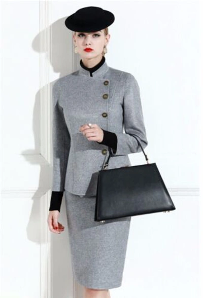 Pre-owned Handmade Custom Made To Order 2pc Modern Casual Blazer Jacket Skirt Suit Plus 1x-10x Y391 In Gray