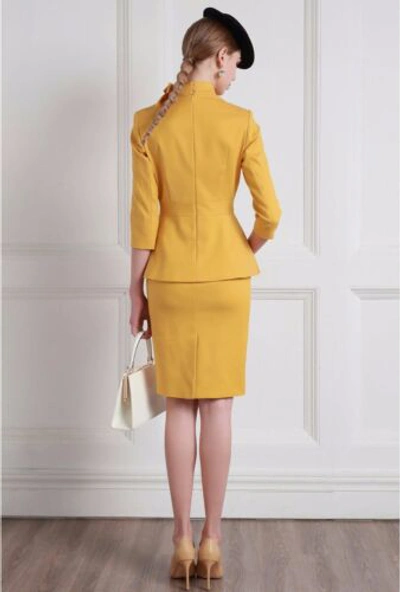 Pre-owned Handmade Custom Made To Order 2pc Casual Blazer Jacket Skirt Suit Career Plus 1x-10x Y368 In Yellow