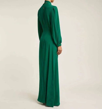 Pre-owned Handmade Custom Made To Order Thigh-high Slit Long Sleeves Evening Gown Plus 1x-10x Y793 In Green