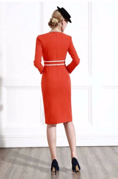 Pre-owned Handmade Custom Made To Order Career Formal Office Wear To Work Dress Plus 1x-10x Y430 In Orange