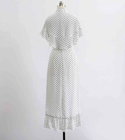 Pre-owned Handmade Custom Made To Order Polka Dot Ruffle Asymmetric Party Cape Dress Plus1x-10xy665 In Black