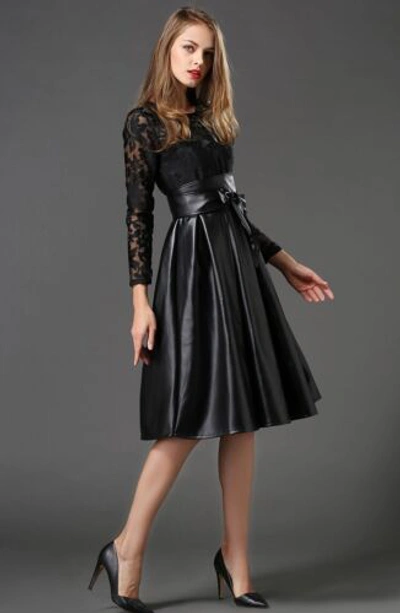 Pre-owned Handmade Custom Made To Order Lace & Faux Leather Swing Tutu Party Dress Plus 1x-10x Ty65 In Black