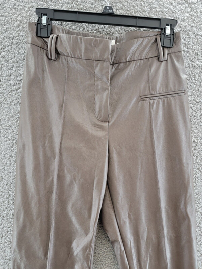 Pre-owned Fabiana Filippi Faux Leather Ankle Pants Women's 2 Brown Zip Fly Belt Loops