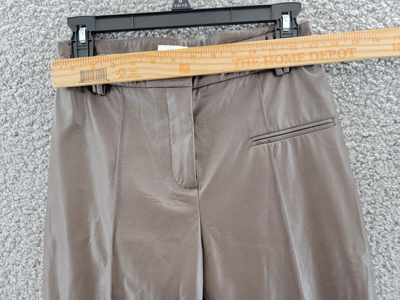 Pre-owned Fabiana Filippi Faux Leather Ankle Pants Women's 2 Brown Zip Fly Belt Loops