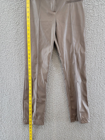 Pre-owned Fabiana Filippi Faux Leather Ankle Pants Women's 2 Brown Zip Fly Belt Loops