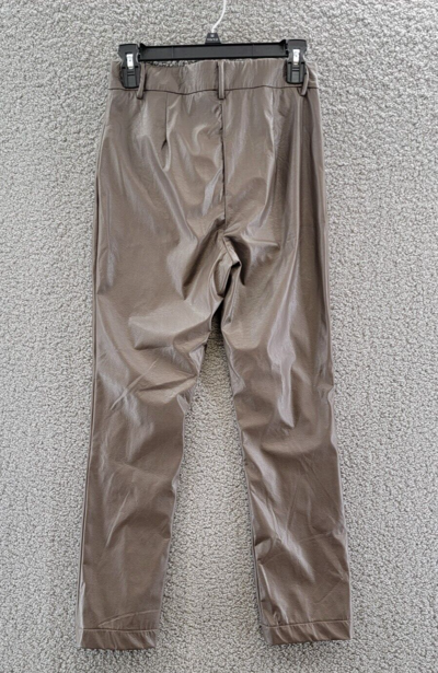 Pre-owned Fabiana Filippi Faux Leather Ankle Pants Women's 2 Brown Zip Fly Belt Loops