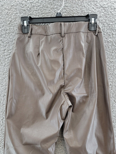 Pre-owned Fabiana Filippi Faux Leather Ankle Pants Women's 2 Brown Zip Fly Belt Loops