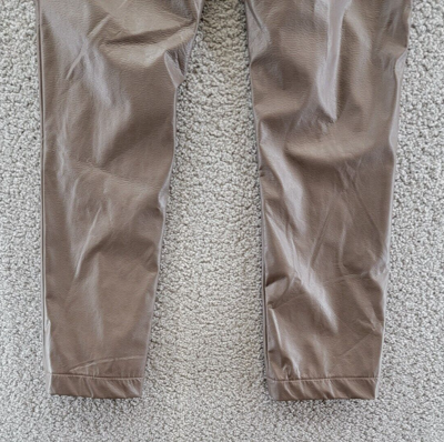 Pre-owned Fabiana Filippi Faux Leather Ankle Pants Women's 2 Brown Zip Fly Belt Loops