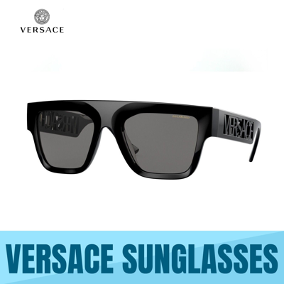 VERSACE Pre-owned Ve4430u Gb1/81 Black-polarized Dark Grey Men's Sunglasses Authentic In Gray