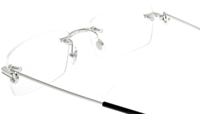 Pre-owned Cartier Silver Rimless 55mm-140mm Unisex Eyewear Ct0259o-001 In Clear