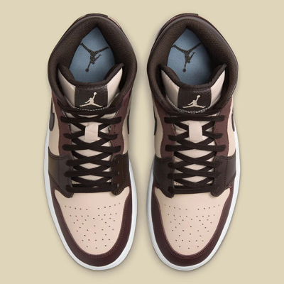 Pre-owned Nike Air Jordan 1 Mid "velvet Brown/sanddrift/metallic Gold/earth" Men's Shoe