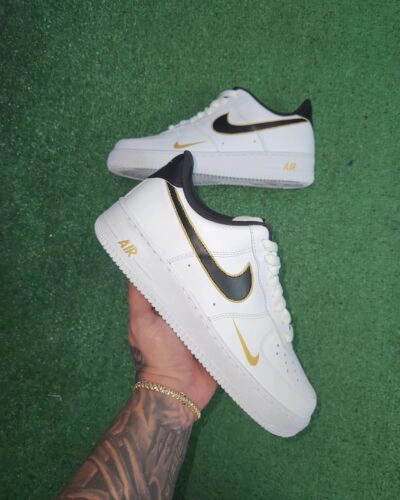 Pre-owned Nike ??  Air Force 1 Black Gold Custom / Girls Gs Women Men Af1 All Size??