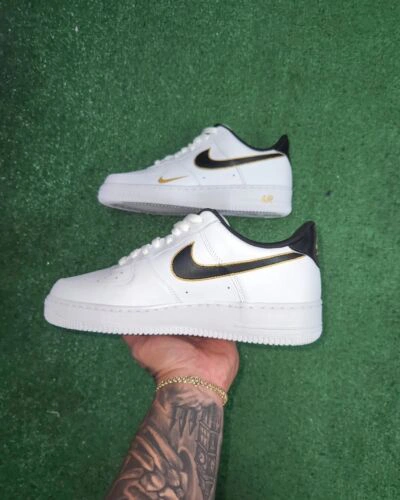 Pre-owned Nike ??  Air Force 1 Black Gold Custom / Girls Gs Women Men Af1 All Size??