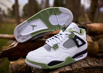 Pre-owned Jordan Air  4 Retro Seafoam (women's) Aq9129-103 White/oil Green/ash - Ships Fast