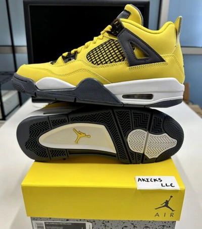 Pre-owned Jordan Nike Air  4 Retro "lightning" 2021 Tour Yellow Kids Brand 408452-700