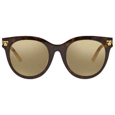 Pre-owned Cartier Gold Cat Eye Ladies Sunglasses Ct0024sa 002 52 Ct0024sa 002 52