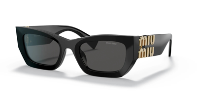 Pre-owned Miu Miu Mu 09ws 1ab5s0 Black-dark Grey Lens Sunglasses 53mm Authentic In Gray