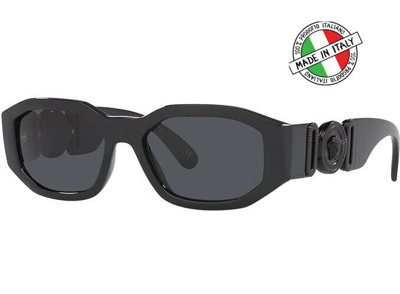 Pre-owned Versace Tutto Nero Sunglasses 53mm All Black Dark Gray Man Woman Made In Italy