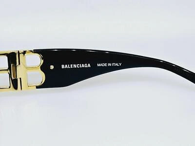 Pre-owned Balenciaga Sunglasses 0096s 001 51mm Black Gold Frame With Dark Grey Lenses In Gray